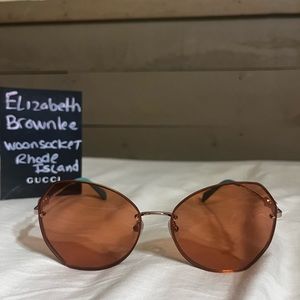 Emilio Pucci Women’s Sunglasses rose gold pink lenses blue EP0178 28J 61 NWT